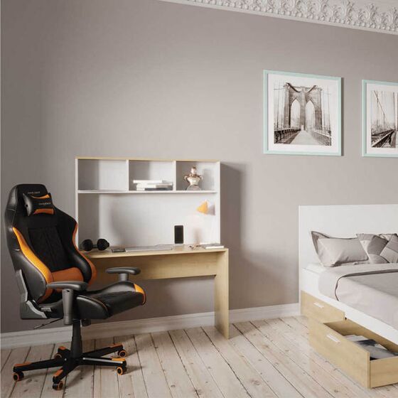 Γραφείο με Ράφια/Βιβλιοθήκη 110x52x149cm Ξύλινο 26.5kg Δίχρωμο Oak/White