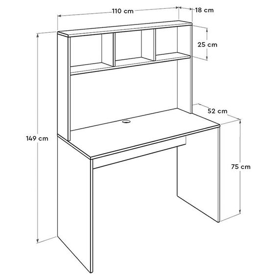 Γραφείο με Ράφια/Βιβλιοθήκη 110x52x149cm Ξύλινο 26.5kg Δίχρωμο Oak/White