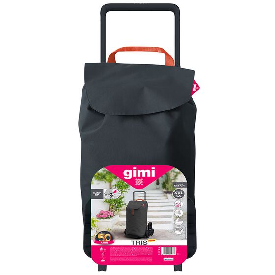 GIMI Ιταλίας Καρότσι Λαϊκής 52lt 41x35x93cm Μεταλλικό Αντοχή 30kg με Σάκο Πολυεστέρα Γκρι Σκούρο TRIS
