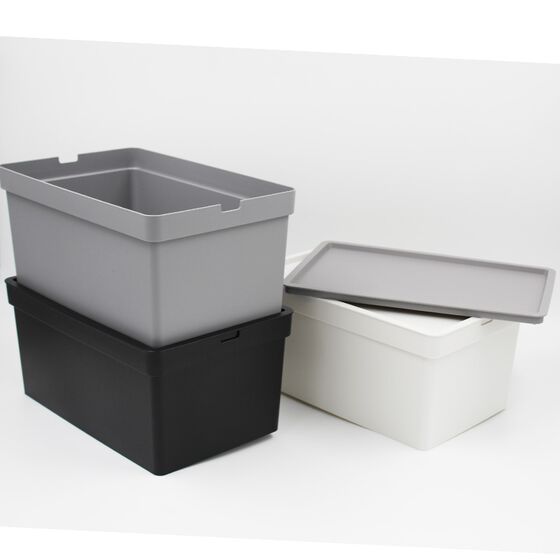 VIOMES Ελλάδας Κουτί Αποθήκευσης 35.5x25.5x22cm Πλαστικό 16lt Βάρος 0.45kg Γκρι/Μπεζ Nova