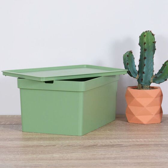 VIOMES Ελλάδας Κουτί Αποθήκευσης 35.5x25.5x22cm Πλαστικό 16lt Βάρος 0.45kg Πράσινο της Ελιάς Παστέλ Nova