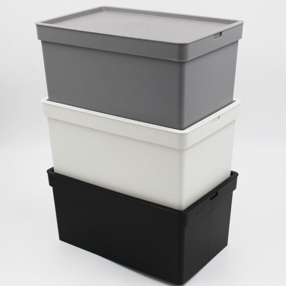 VIOMES Ελλάδας Κουτί Αποθήκευσης 28x18.5x13.5cm Πλαστικό 5lt Βάρος 0.25kg Γκρι/Μπεζ Nova