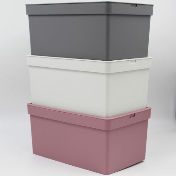 VIOMES Ελλάδας Κουτί Αποθήκευσης 28x18.5x13.5cm Πλαστικό 5lt Βάρος 0.25kg Γκρι/Μπεζ Nova