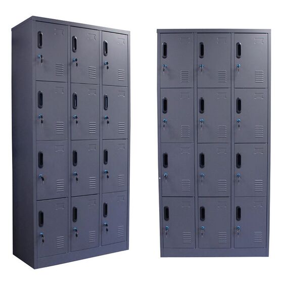 STEELEN Μεταλλική Ντουλάπα - Φοριαμός (Locker) ΧΩΡΙΣ ΠΟΔΙΑ 90x40x185cm 12 Θέσεων Χωρίς Πόδια 42kg Πάχος 0.4mm Ανθρακί Ματ