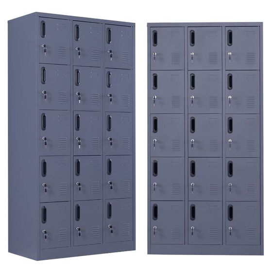 STEELEN Μεταλλική Ντουλάπα - Φοριαμός (Locker) 90x45x180cm 15 Ντουλάπια Πάχος 0.4mm ΧΩΡΙΣ ΠΟΔΙΑ 54kg Ανθρακί Ματ