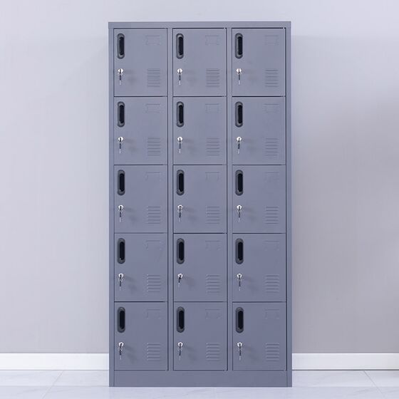 STEELEN Μεταλλική Ντουλάπα - Φοριαμός (Locker) 90x45x180cm 15 Ντουλάπια Πάχος 0.4mm ΧΩΡΙΣ ΠΟΔΙΑ 54kg Ανθρακί Ματ