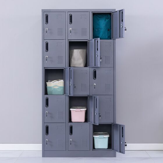 STEELEN Μεταλλική Ντουλάπα - Φοριαμός (Locker) 90x45x180cm 15 Ντουλάπια Πάχος 0.4mm ΧΩΡΙΣ ΠΟΔΙΑ 54kg Ανθρακί Ματ