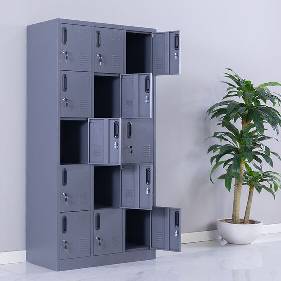 STEELEN Μεταλλική Ντουλάπα - Φοριαμός (Locker) 90x45x180cm 15 Ντουλάπια Πάχος 0.4mm ΧΩΡΙΣ ΠΟΔΙΑ 54kg Ανθρακί Ματ