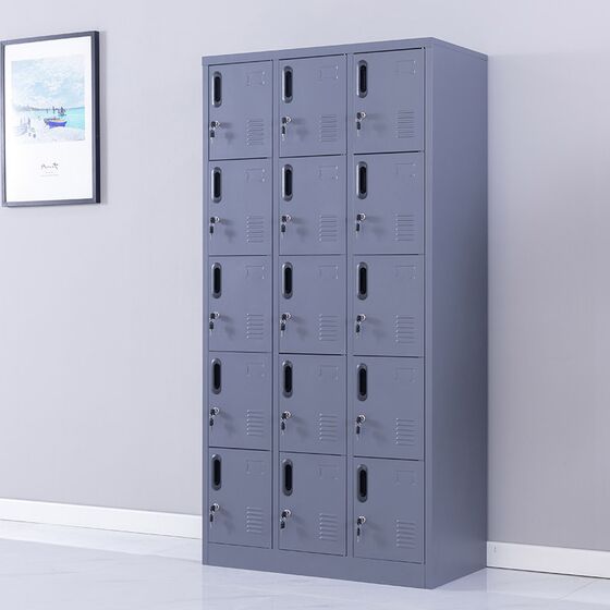 STEELEN Μεταλλική Ντουλάπα - Φοριαμός (Locker) 90x45x180cm 15 Ντουλάπια Πάχος 0.4mm ΧΩΡΙΣ ΠΟΔΙΑ 54kg Ανθρακί Ματ