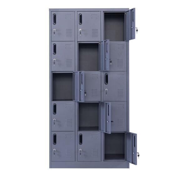 STEELEN Μεταλλική Ντουλάπα - Φοριαμός (Locker) 90x45x180cm 15 Ντουλάπια Πάχος 0.4mm ΧΩΡΙΣ ΠΟΔΙΑ 54kg Ανθρακί Ματ