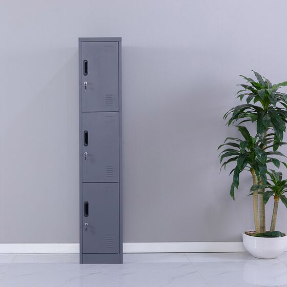 STEELEN Μεταλλική Ντουλάπα - Φοριαμός (Locker) 38x45x180cm ΧΩΡΙΣ ΠΟΔΙΑ 3 Αποθηκευτικοί Χώροι 22kg Πάχος 0.4mm Χωρίς Πόδια Ανθρακί Ματ