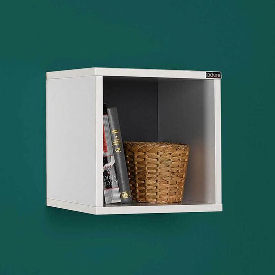 Ράφι Τοίχου Διακοσμητικό Κουτί 33x19x33cm Ξύλινο Λευκό Γυαλιστερό 3.11kg RAF033DD