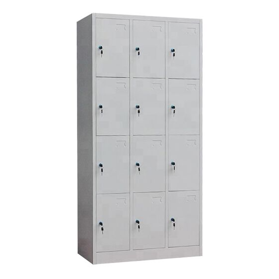 STEELEN Μεταλλική Ντουλάπα - Φοριαμός (Locker) 90x40x185cm 12 Θέσεων ΧΩΡΙΣ ΠΟΔΙΑ Πάχος 0.4mm 42kg Γκρι Ανοικτό