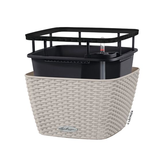 LECHUZA Bacino Cottage 30 Επιδαπέδια Γλάστρα 30x30x18cm Αυτοποτιζόμενη με Δοχείο Φύτευσης SAND BROWN Γερμανίας