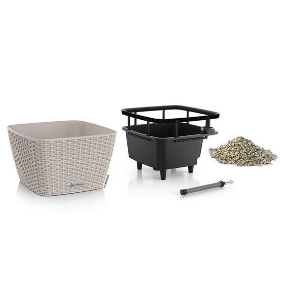 LECHUZA Bacino Cottage 30 Επιδαπέδια Γλάστρα 30x30x18cm Αυτοποτιζόμενη με Δοχείο Φύτευσης SAND BROWN Γερμανίας