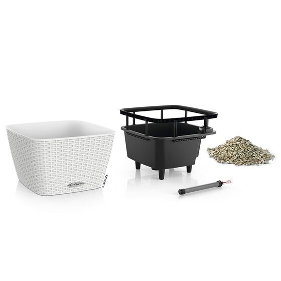 LECHUZA Bacino Cottage 30 Επιδαπέδια Γλάστρα 30x30x18cm Αυτοποτιζόμενη με Δοχείο Φύτευσης Λευκή Γερμανίας