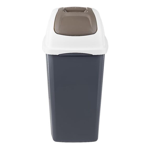 BAMA Κάδος Απορριμμάτων 65lt 35x39x77cm 1.75kg Πλαστικός Επαγγελματικός/Οικιακός με Παλλόμενο Καπάκι Γκρι-Καφέ