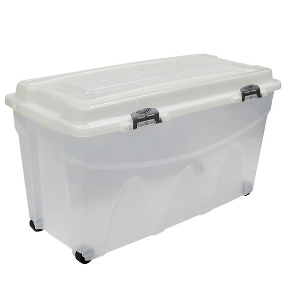 BAMA Ιταλίας Κουτί Αποθήκευσης 80x40x45cm 85lt Πλαστικό με Κλιπς και 4 Ρόδες Διάφανο IPERBOX