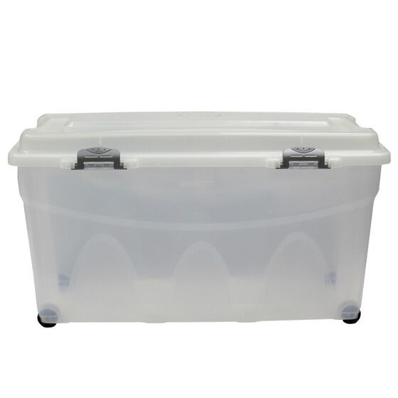 BAMA Ιταλίας Κουτί Αποθήκευσης 80x40x45cm 85lt Πλαστικό με Κλιπς και 4 Ρόδες Διάφανο IPERBOX