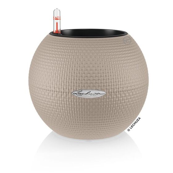 LECHUZA Puro 50 Επιδαπέδια Γλάστρα Ø49x41.5cm Σφαιρική Αυτοποτιζόμενη με Δοχείο Φύτευσης 13lt Sand Brown RedDot Award 2014