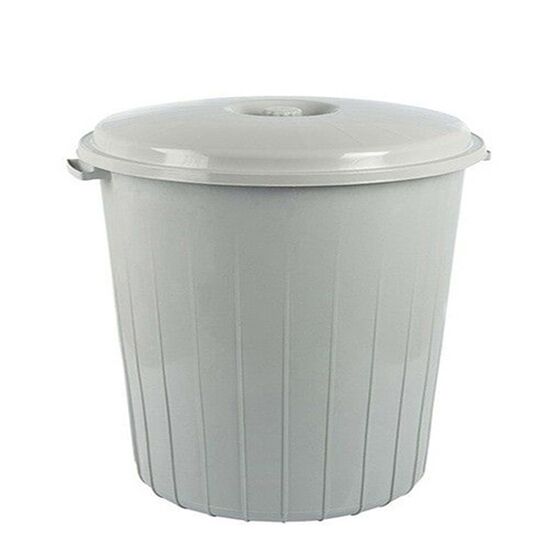 PLANET Kάδος Απορριμμάτων 35lt Ø40x42cm Πλαστικός με Καπάκι 0.97Kg Κουζίνας-Επαγγελματικός Γκρι Μπεζ