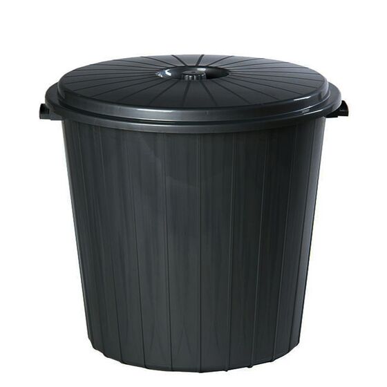 PLANET Kάδος Απορριμμάτων 35lt Ø40x42cm Πλαστικός με Καπάκι 0.97Kg Κουζίνας-Επαγγελματικός Μαύρο