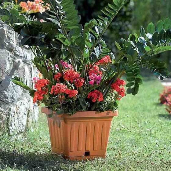 BAMA ITALY Γλάστρα Βαρέως Τύπου 30x30x22cm 13lt Τετράγωνη Πλαστική Γκρι TERRA QUADRATO