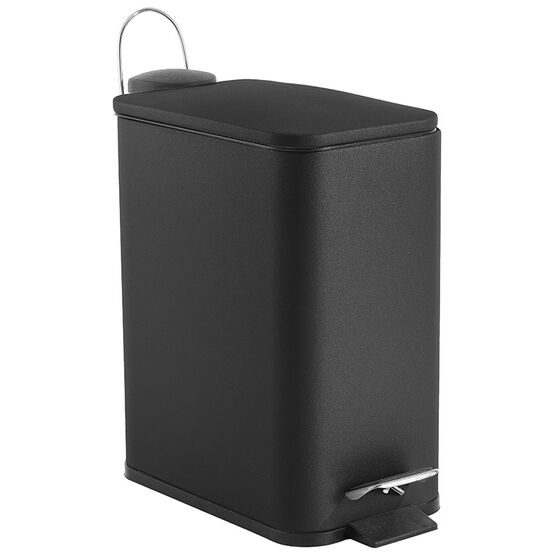 VESTA Σετ Κάδος Μπάνιου 5lt Ορθογώνιος 29x14x30cm με Πεντάλ Soft Close Εσωτερικό Κάδο και Πιγκάλ 9.5x9.5x38.5cm Μεταλλικό Μαύρο Matte