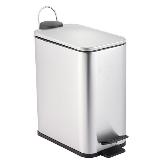 VESTA Σετ Κάδος Μπάνιου 5lt Ορθογώνιος 28x14x29cm με Πεντάλ Soft Close Εσωτερικό Κάδο και Πιγκάλ 11.3x11.3x38.5cm Ανοξείδωτο Ατσάλι Matte Ασημί