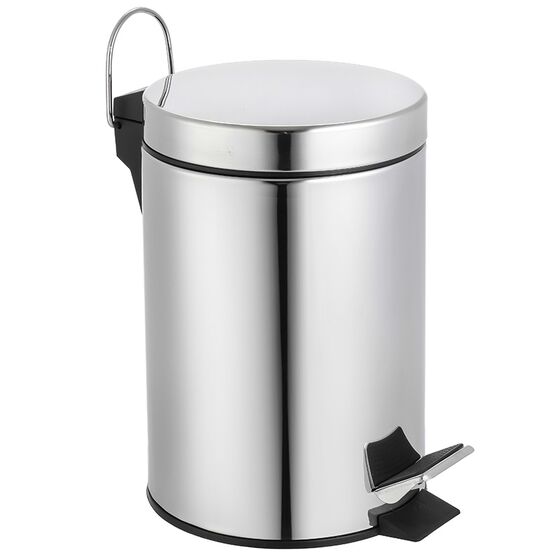 VESTA Σετ Κάδος Μπάνιου 7lt με Πεντάλ Ø20.5x32.5cm Εσωτερικό Κάδο και Πιγκάλ Ø9.5x37cm Ανοξείδωτο Ατσάλι (ΙΝΟΧ) Γυαλιστερό Ασημί