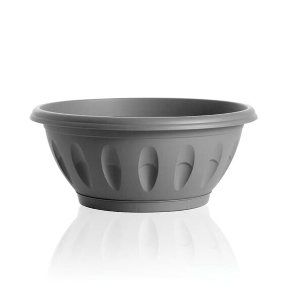 Γλάστρα Μπωλ Βαρέως Τύπου με Πιάτο Ø20x12x8cm 1.6lt Πλαστική Γκρι 0.09 Kg ALBA BAMA Ιταλίας