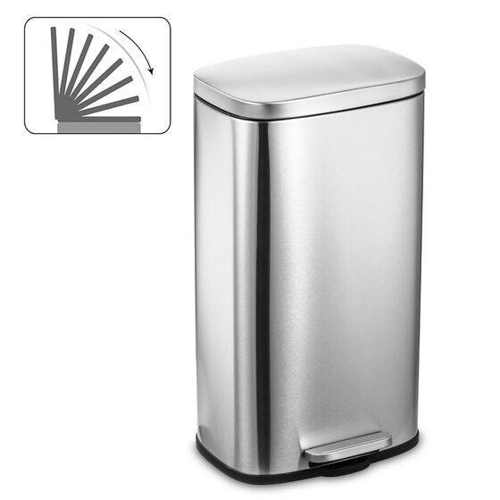 VESTA Κάδος Απορριμμάτων 30lt SOFT CLOSE 35x28x63.5cm με Πεντάλ και Εσωτερικό Κάδο 4.65kg INOX Μatte