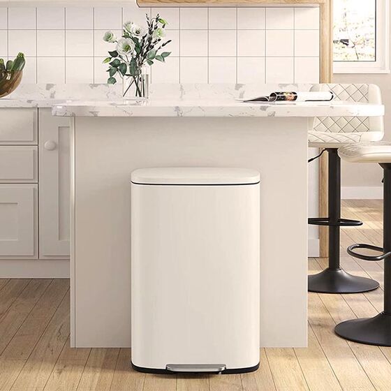 VESTA Κάδος Απορριμμάτων 30lt SOFT CLOSE 35x28x63.5cm με Πεντάλ και Εσωτερικό Κάδο 4.65kg Μεταλλικός Λευκός