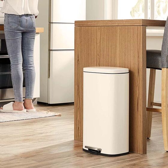 VESTA Κάδος Απορριμμάτων 30lt SOFT CLOSE 35x28x63.5cm με Πεντάλ και Εσωτερικό Κάδο 4.65kg Μεταλλικός Λευκός