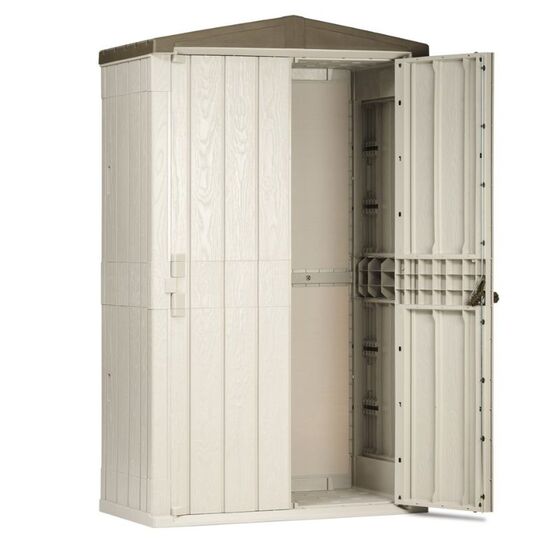 TOOMAX Ιταλίας Αποθήκη Κήπου Βαρέως Τύπου Πλαστική 130x75.6x218.4cm 49kg MASSIF HIGH STORER PLUS TAUPE GREY/BROWN