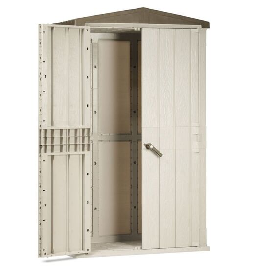 TOOMAX Ιταλίας Αποθήκη Κήπου Βαρέως Τύπου Πλαστική 130x75.6x218.4cm 49kg MASSIF HIGH STORER PLUS TAUPE GREY/BROWN