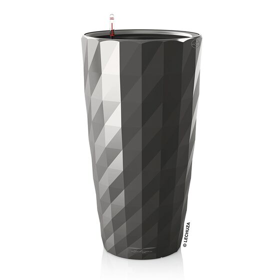 LECHUZA DIAMANTE 40 PREMIUM Ø40x75cm Αυτοποτιζόμενη με Δοχείο Φύτευσης Charcoal Metallic High Gloss Γερμανίας