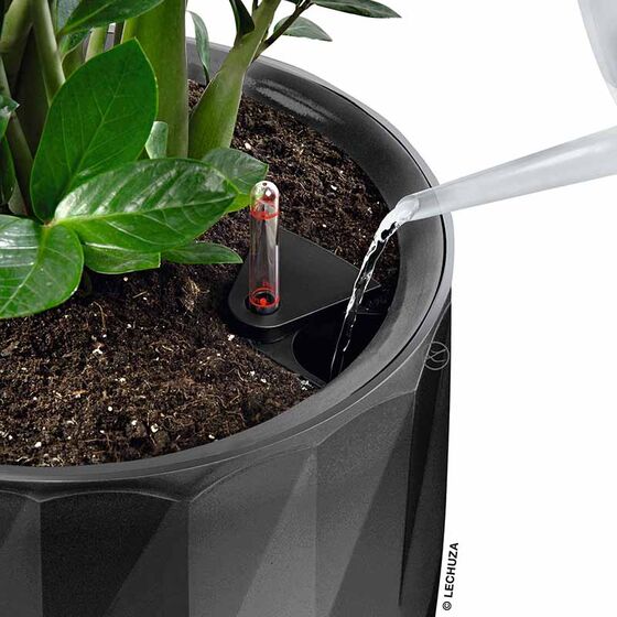 LECHUZA DIAMANTE 40 PREMIUM Ø40x75cm Αυτοποτιζόμενη με Δοχείο Φύτευσης Charcoal Metallic High Gloss Γερμανίας
