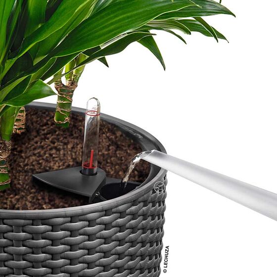 LECHUZA CILINDRO COTTAGE 23 Επιδαπέδια Γλάστρα Ø23x41cm Αυτοποτιζόμενη με Δοχείο Φύτευσης Ανθρακί Γερμανίας