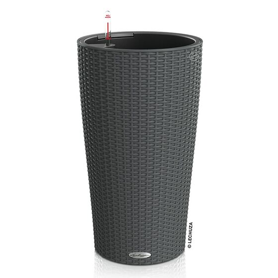 LECHUZA CILINDRO COTTAGE 23 Επιδαπέδια Γλάστρα Ø23x41cm Αυτοποτιζόμενη με Δοχείο Φύτευσης Ανθρακί Γερμανίας