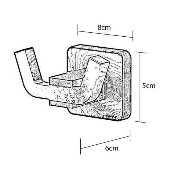TEKNO-TEL Άγκιστρο-Κρεμάστρα 2 Θέσεων Μπάνιου 18x6x5cm Αλουμινίου Επιτοίχια με Βίδες Satin