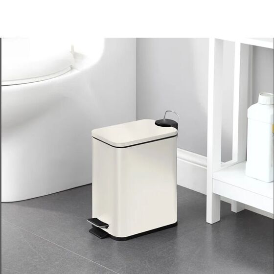 VESTA Κάδος Μπάνιου 5lt Ορθογώνιος με Πεντάλ Soft Close 29x14x30cm Καπάκι Slim Μεταλλικός Matte Λευκός