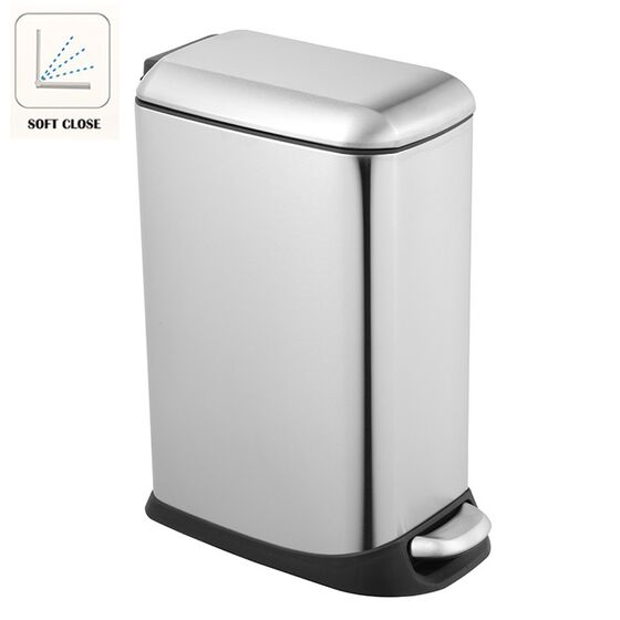 VESTA Κάδος Απορριμμάτων 12lt SOFT CLOSE 20.5x34.5x46cm με Πεντάλ και Εσωτερικό Κάδο 2.47kg INOX Μatte
