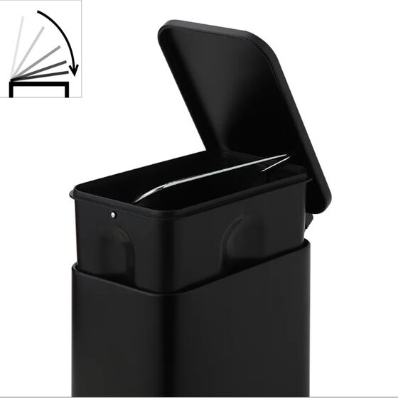 VESTA Κάδος Μπάνιου 5lt Ορθογώνιος με Πεντάλ Soft Close 29x14x30cm Καπάκι Slim Μεταλλικός Matte Μαύρος
