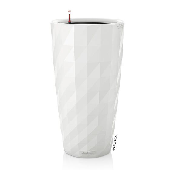 LECHUZA DIAMANTE 40 PREMIUM Ø40x75cm Αυτοποτιζόμενη με Δοχείο Φύτευσης Λευκή High Gloss Γερμανίας