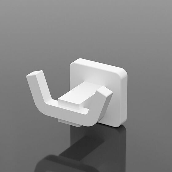 TEKNO-TEL Άγκιστρο-Κρεμάστρα 2 Θέσεων Μπάνιου 8x6x5cm Αλουμινίου Επιτοίχια με Βίδες Λευκή Matte