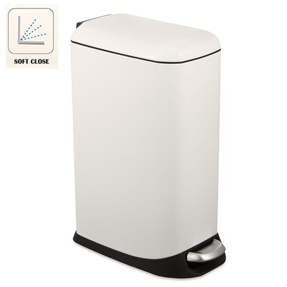 VESTA Κάδος Απορριμμάτων 20lt SOFT CLOSE 23.5x40x56cm με Πεντάλ και Εσωτερικό Κάδο 3.89kg Μεταλλικός Λευκός