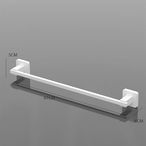 TEKNO-TEL Κρεμάστρα - Ράγα Πετσέτας Μπάνιου 47x6x5cm Αλουμινίου Επιτοίχια με Βίδες Λευκή Matte
