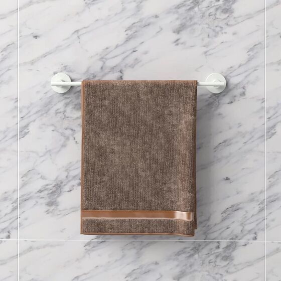 TEKNO-TEL Κρεμάστρα - Ράγα Πετσέτας Μπάνιου 47x6x5cm Αλουμινίου Επιτοίχια με Βίδες Λευκή Matte