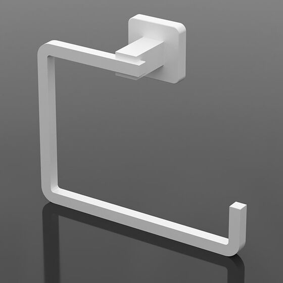 TEKNO-TEL Κρεμάστρα Πετσέτας Μπάνιου 19x6x14cm Αλουμινίου Επιτοίχια με Βίδες Λευκή Matte